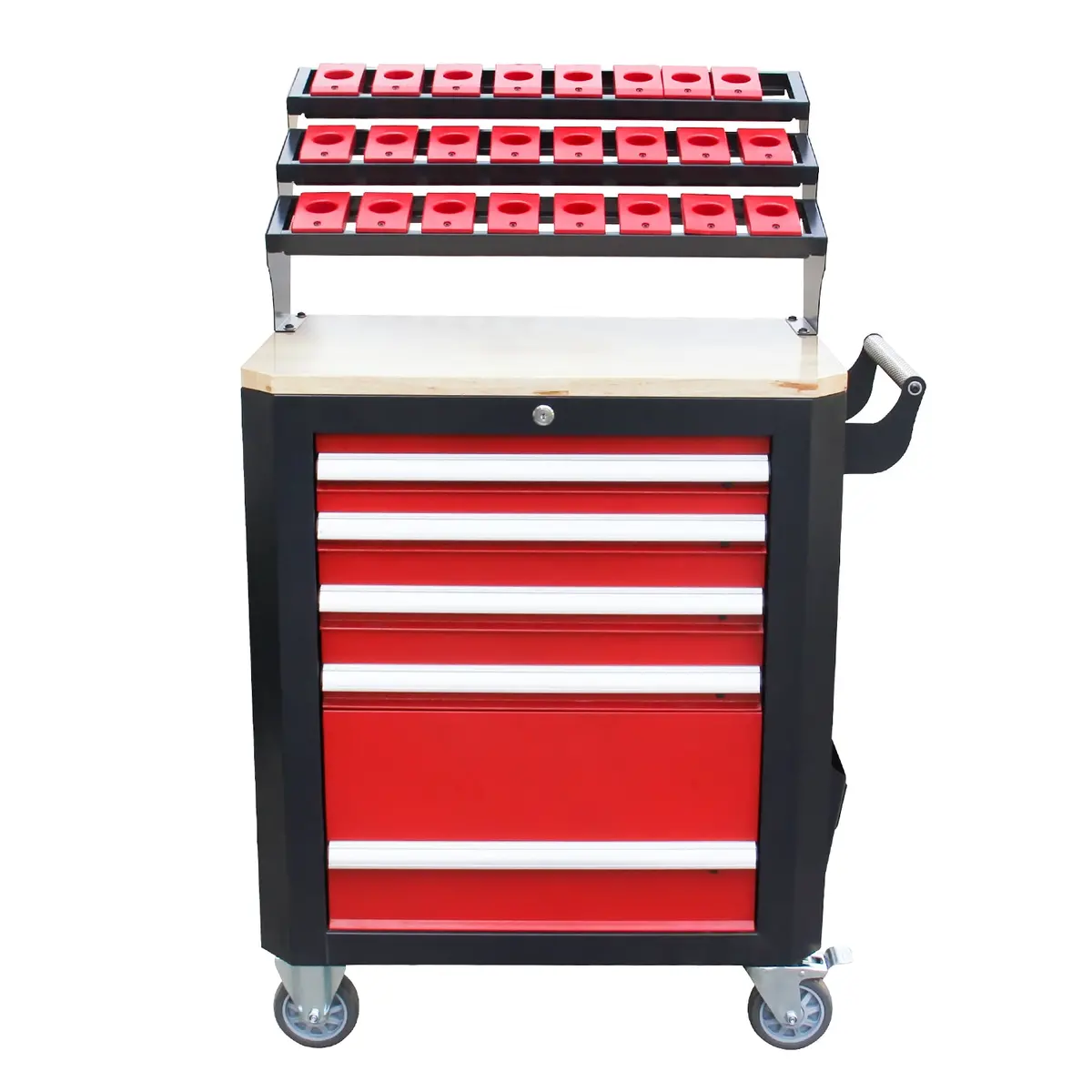 Cnc Tool Cart Hqc-550A With 5 Lockable Drawers, 24 X Bt-50 Tool Holder Capacity, Workshop Trolley Bt50 Arbor 1