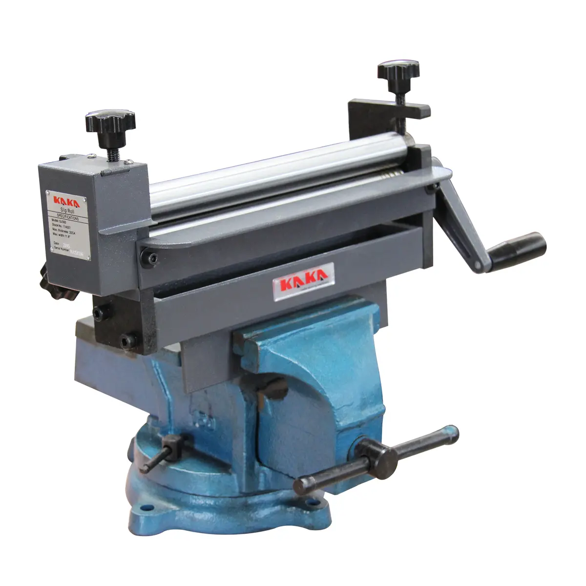 Manual Sheet Plate Curving Roller Sj300, Vice-Mounted Sheet Metal Roller With 5 Wire Grooves, 300X1.0Mm Sheet Roll Bender 1
