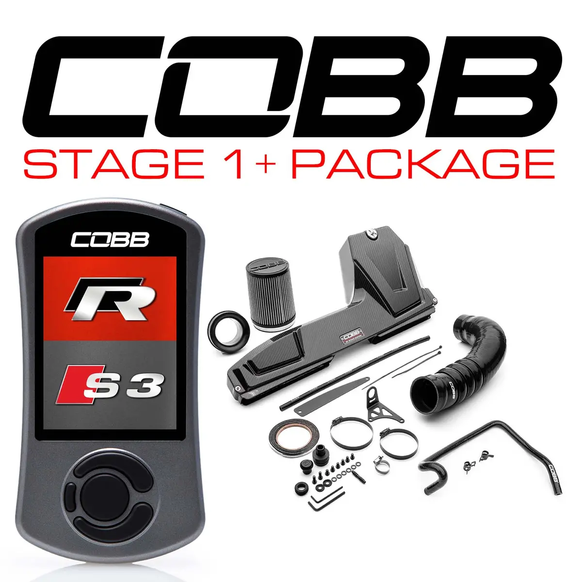 Cobb Stage 1 + Redline Carbon Fiber Power Package With Dsg / S Tronic Flashing For Volkswagen (Mk7 / Mk7.5) Golf R, Audi S3 (8V) 1