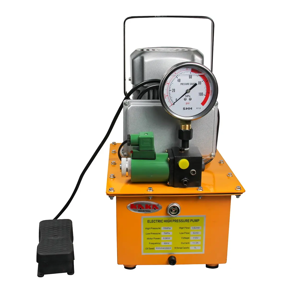 Zcb-700D 10000 Psi 750W 7L Capacity, Single Acting Solenoid Valve, Electric Driven Hydraulic Pump Power Pack Unit With Pedal Switch For Punching/Bending/Jack Machine 1