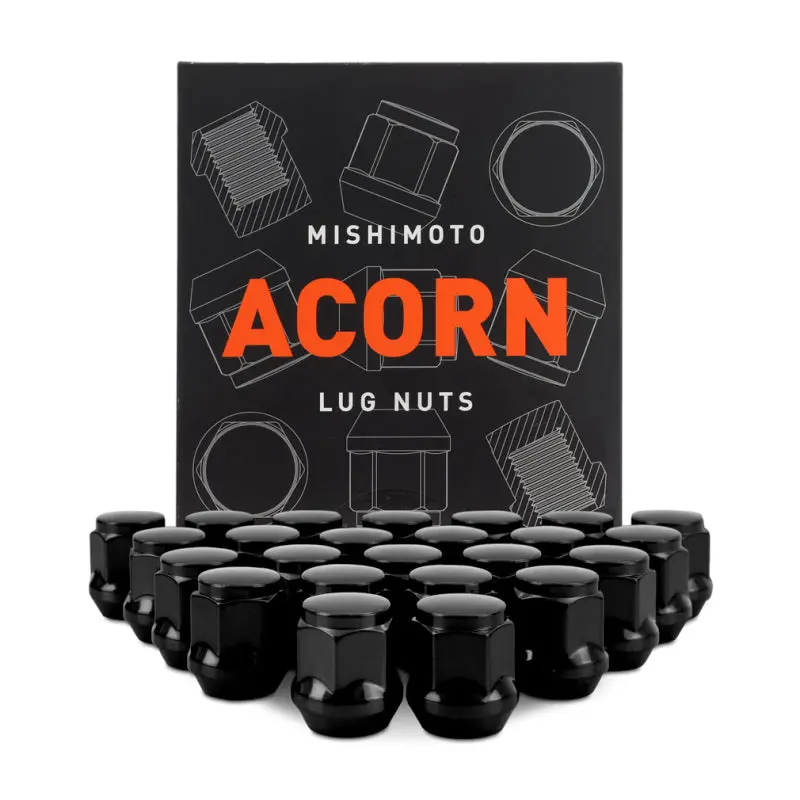 Mishimoto Steel Acorn Lug Nuts M14 X 1.5 - 24Pc Set - Black 1