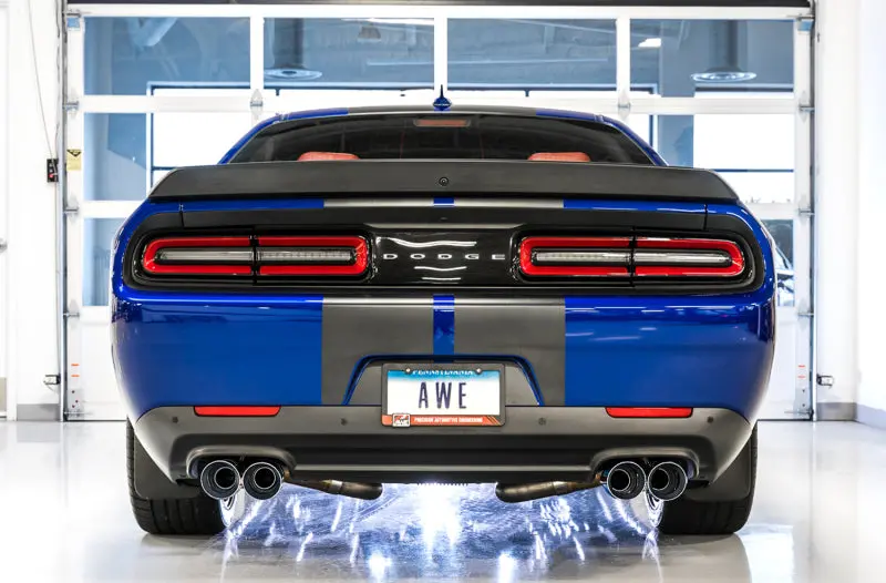 Awe Tuning 2017+ Challenger 5.7L Touring Edition Exhaust - Non-Resonated - Chrome Silver Quad Tips 2
