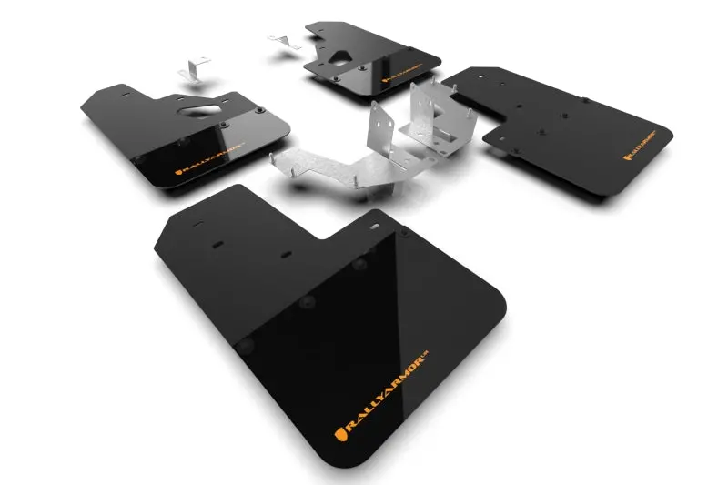 Rally Armor 21-25 Ford Bronco (Plstc Bmpr + Rr - No Rptr/Sprt) Blk Mud Flap W/Cy Orange Logo 1