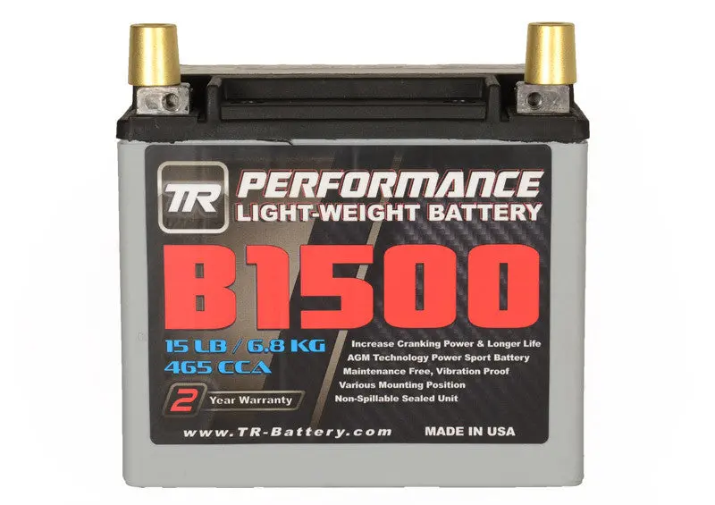 Tr-B1500 15Lbs Agm Lightweight Battery Street Use, Race Use, Track Use Universal Fit With Battery Tender (Optional) 1