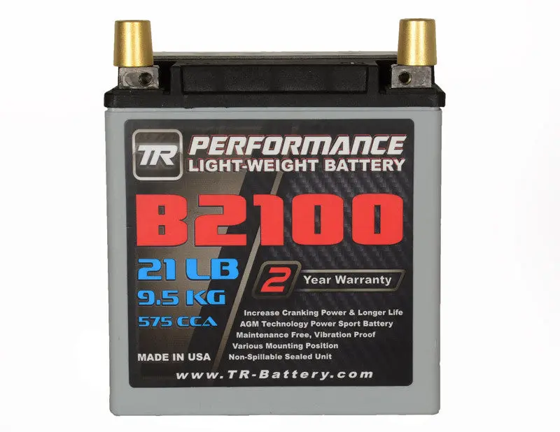 Tr-B2100 21Lbs Agm Lightweight Battery Street Use Race Use Track Use Universal Fit With Battery Tender (Optional) 1