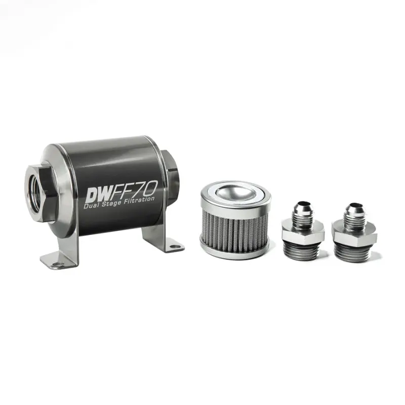 Deatschwerks Stainless Steel 6An 10 Micron Universal Inline Fuel Filter Housing Kit (70Mm) 1
