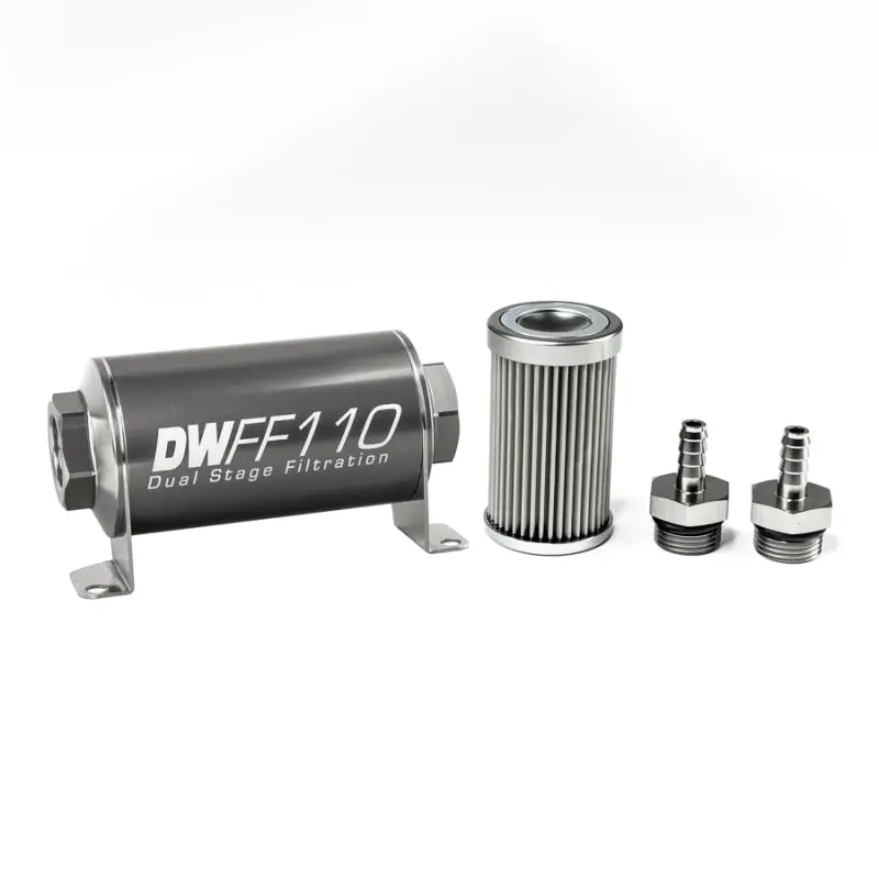 Deatschwerks Stainless Steel 5/16In 10 Micron Universal Inline Fuel Filter Housing Kit (110Mm) 1
