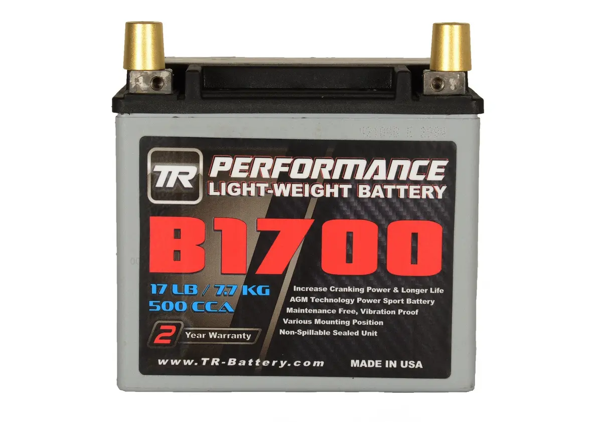 Tr-B1700 17Lbs Agm Lightweight Battery Street Use Race Use Track Use Universal Fit With Battery Tender (Optional) 1