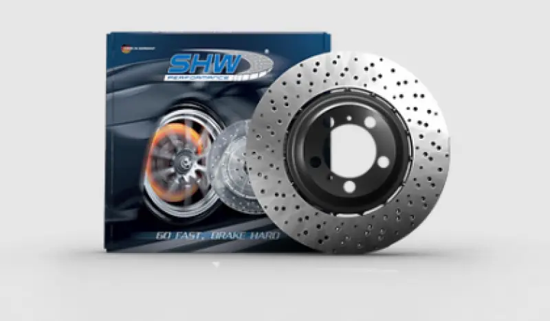 Shw Drilled-Dimpled Rear Brake Rotor For 2014–2019 Porsche 911 Turbo 3.8L – Part #99135240803 (Non-Ceramic) 2