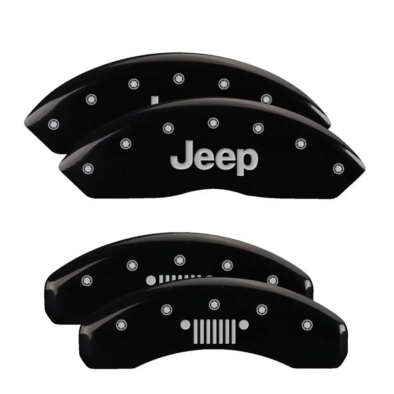 Mgp Engraved 4-Piston Caliper Covers – Front & Rear Jeep Logo, Black Finish With Silver Accent 1