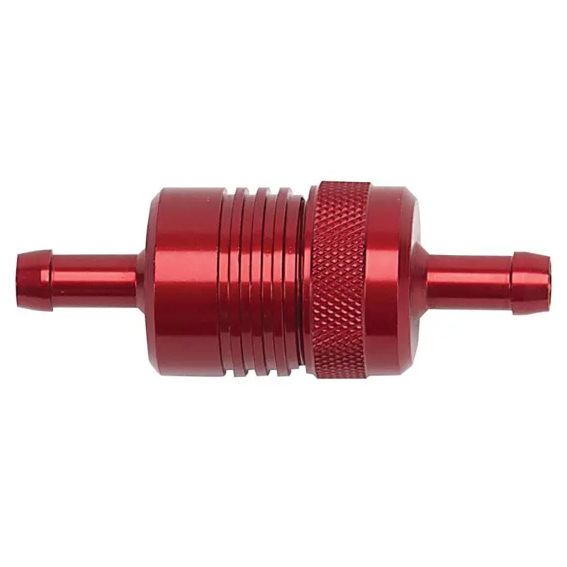 Russell Performance Red Street Fuel Filter – 3" Long, 1-1/8" Diameter, 5/16" Inlet/Outlet 1