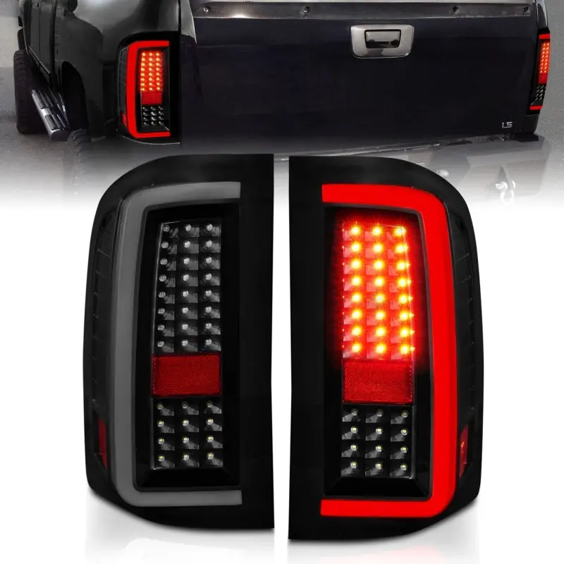 Anzo Led Tail Lights With Integrated Light Bar For 2007–2013 Chevrolet Silverado 1500/2500/3500 – Black Housing, Smoked Lenses 1