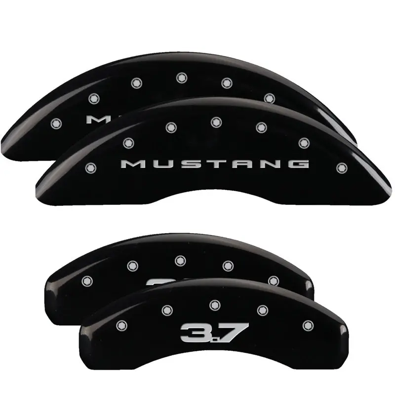 Mgp Engraved Caliper Covers For 2004 Ford Focus – Front Pair With Oval Logo And Ford Yellow Accent On Black Charcoal Finish 1