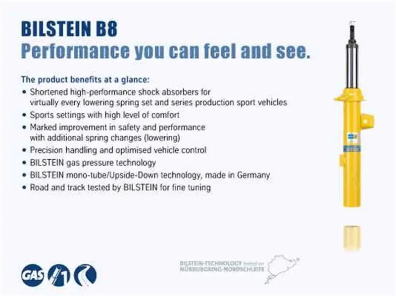 Bilstein B8 Monotube Front Right Shock For 2011–2016 Ford Fiesta 1.6L L4 1