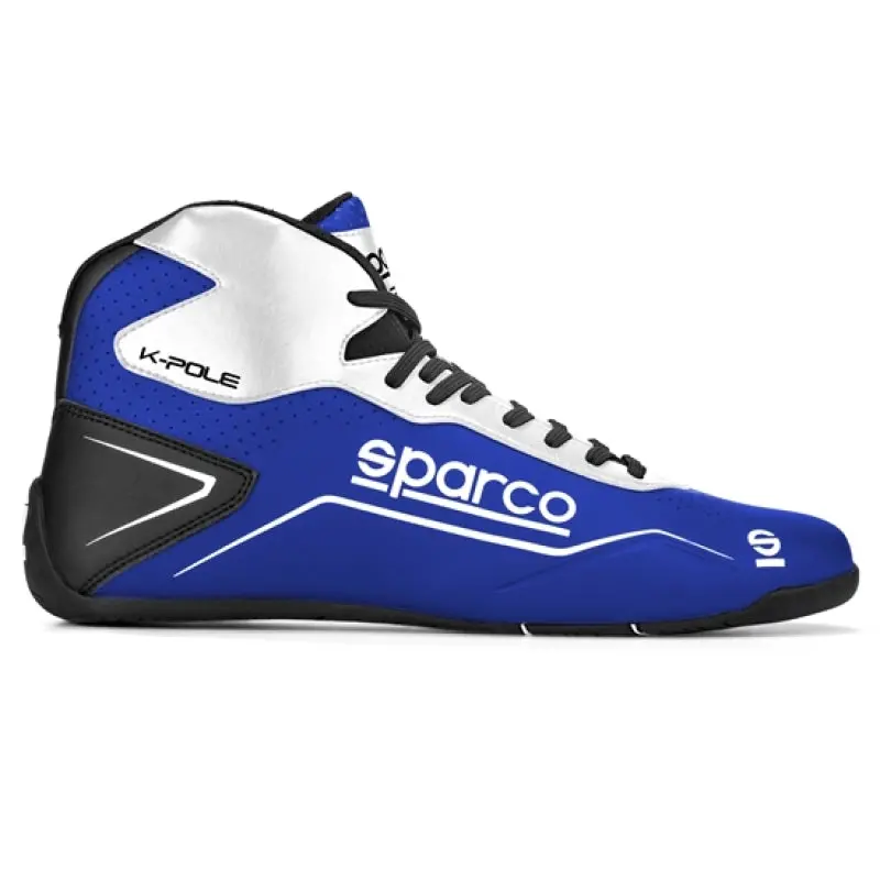 Sparco K-Pole Racing Driving Shoes – Size 42, Blue/White Colorway 1