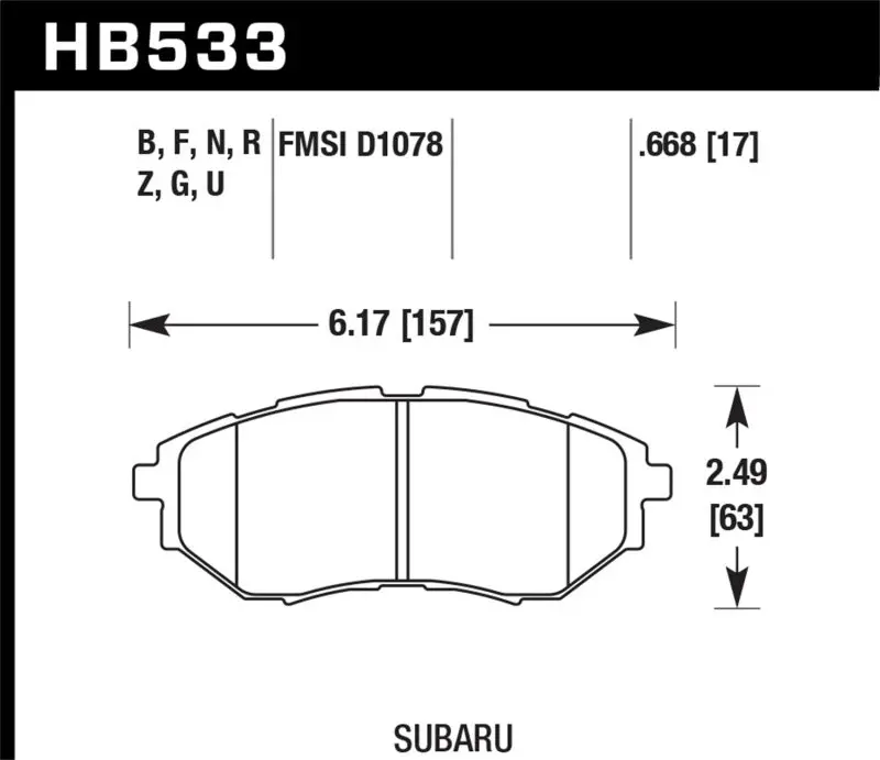 Hawk Hps 5.0 Front Brake Pads For 2006–2007 Subaru B9 Tribeca Limited 2