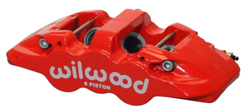 Wilwood Aero6 Right-Hand Caliper – Red Finish, Triple-Piston (1.75"/1.38"/1.38"), 1.25" Disc Compatible 1