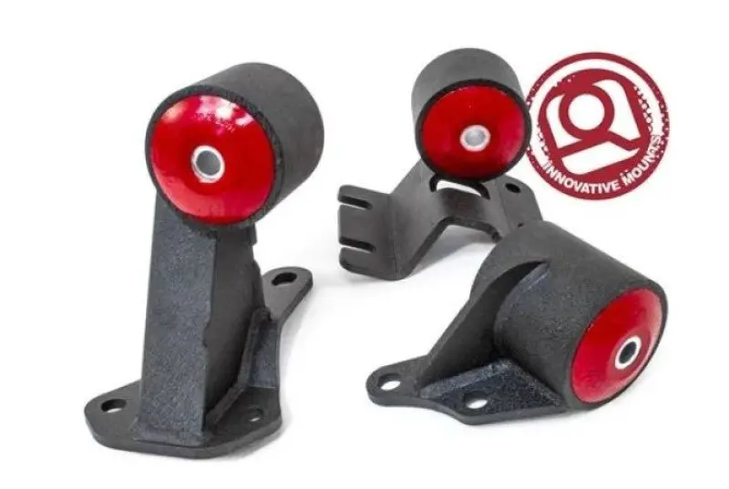 Innovative Black Steel Engine Mounts For 1990–1993 Acura Integra – 85A Bushings, Auto-To-Manual Transmission Cable Compatible 1