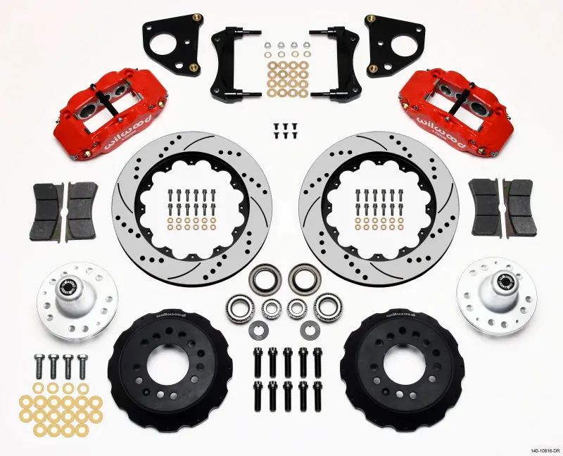 Wilwood Narrow Superlite 6R Front Hub Kit – 14" Drill, Red Finish, Fits 1962–1972 Chevrolet C/D/E-Body Drum Brakes 1