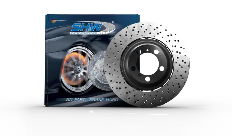 Shw Drilled-Dimpled Rear Brake Rotor For 2014–2019 Porsche 911 Turbo 3.8L – Part #99135240803 (Non-Ceramic) 1
