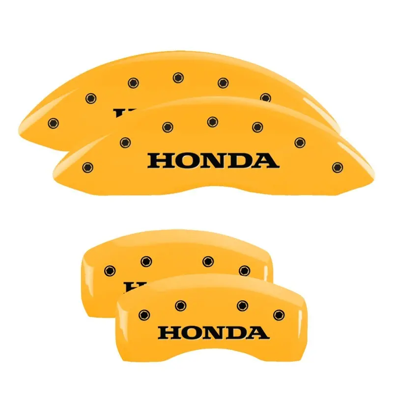 Mgp Engraved 4-Piston Caliper Covers For Honda – Front And Rear, Yellow Finish With Black Accent 2